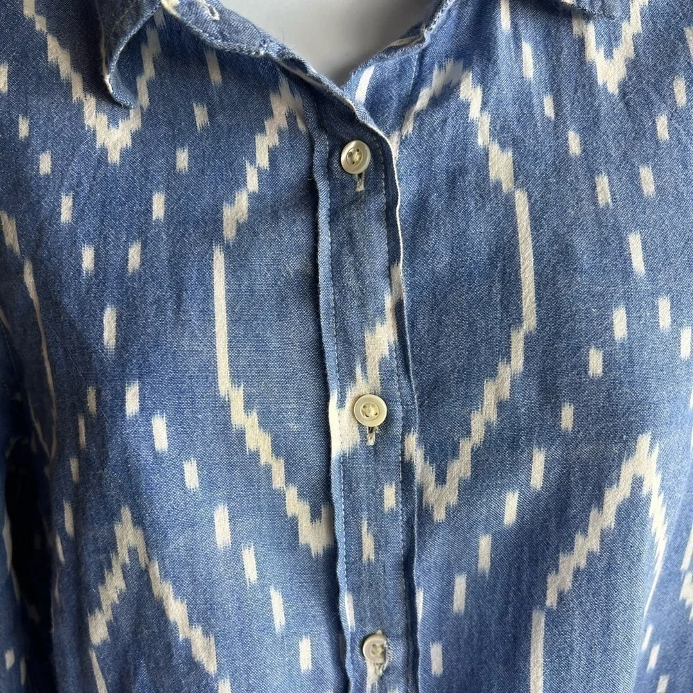 J. Crew Classic Blue White Santa Fe Button Down Oxford Top SZ 6T